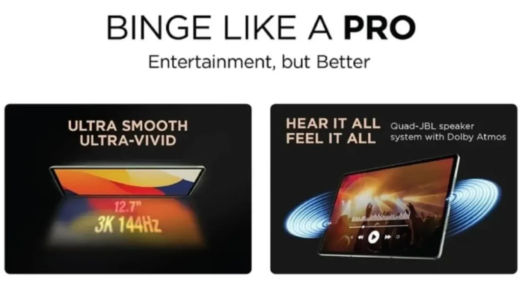 Moto Pad 60 Pro with 12.7-inch 3K 144Hz display and quad JBL speakers with Dolby Atmos