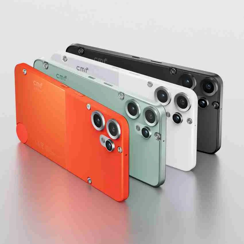 CMF Phone 2 Pro lineup showcasing multiple color options with triple rear camera setup and customizable back panels.