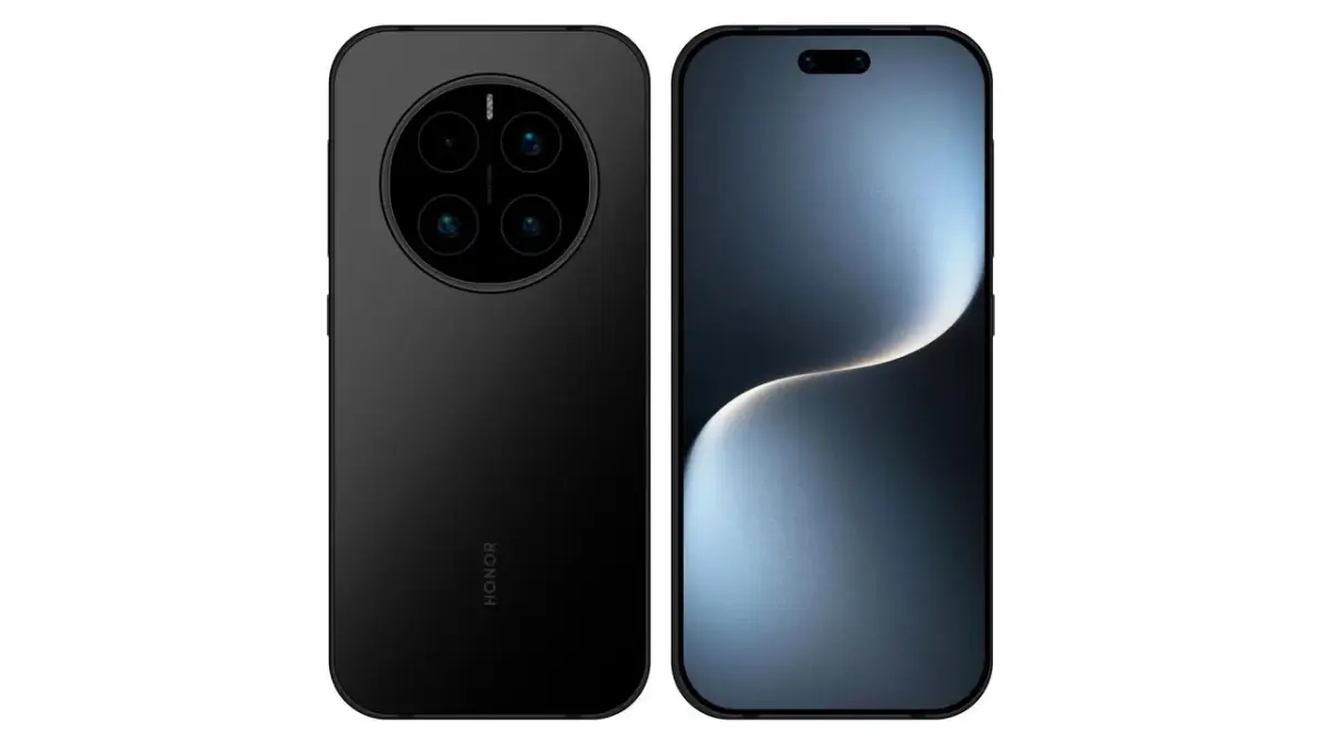 Honor Magic 8 render showcasing its flat 6.58-inch display, narrow bezels, and sleek flagship design"