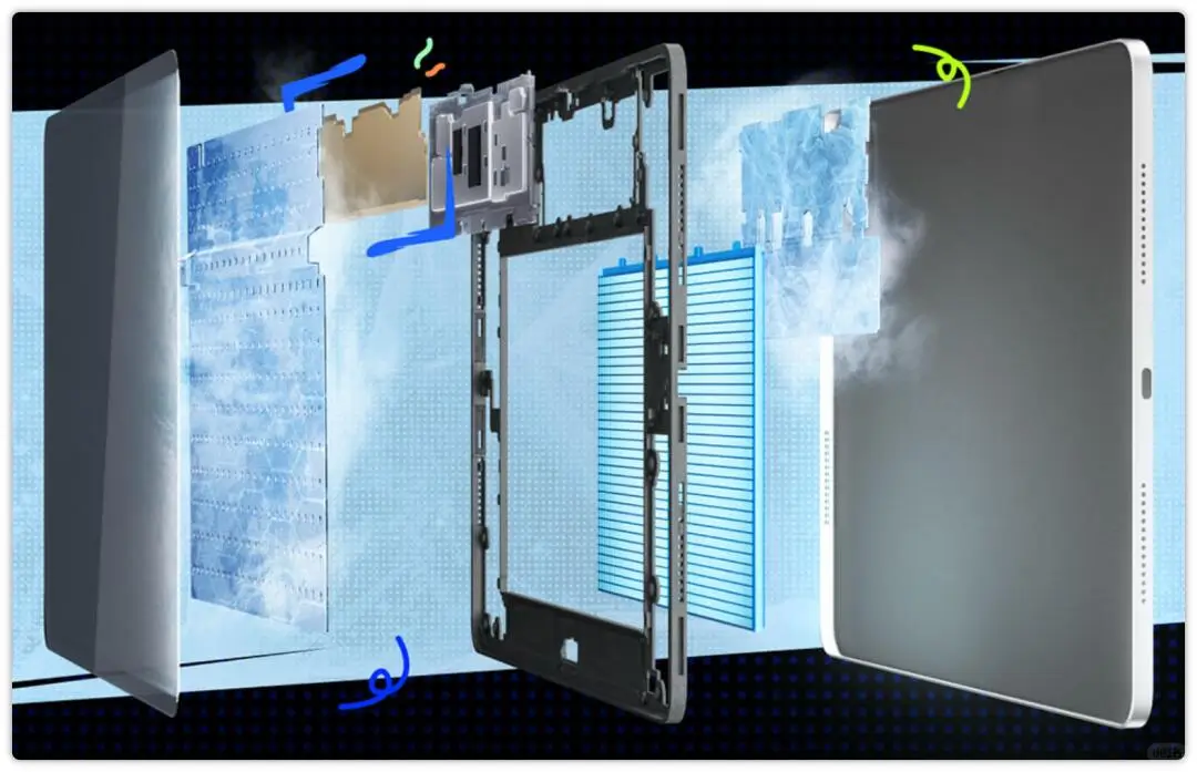 Front view of Honor 7.9-inch tablet featuring an ultra-slim bezel OLED display with vibrant colors and high refresh rate, emphasizing its sleek and modern design.