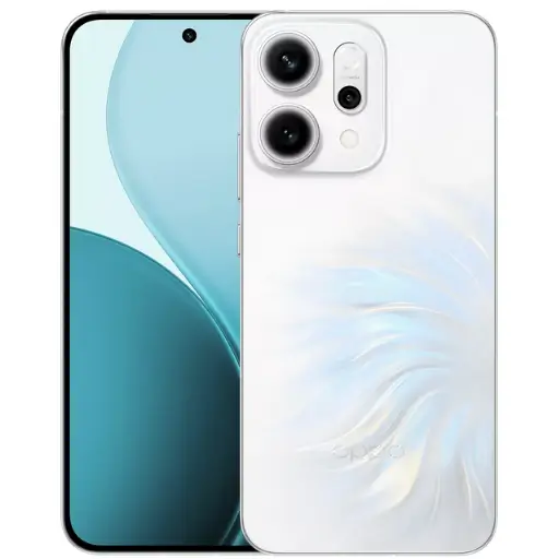 OPPO Reno 14 Pro price in India – official render showcasing the sleek Titanium Grey and Pearl White finishes, curved AMOLED display, and triple 50 MP rear camera module.”