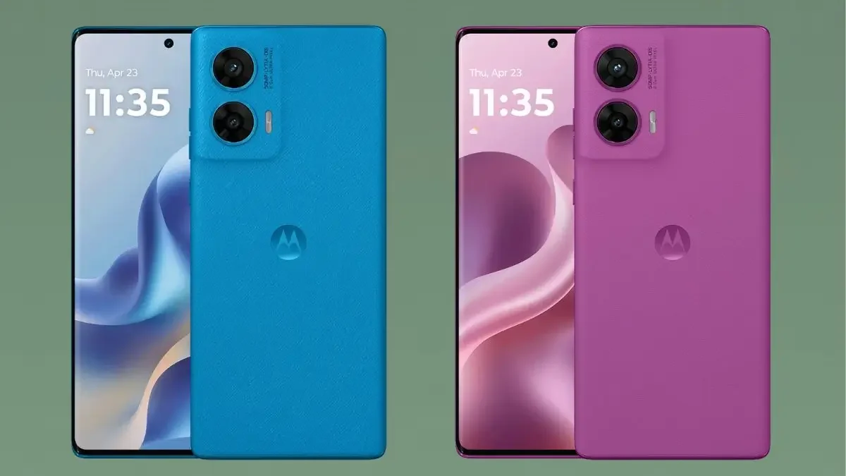 Moto G96 5G Price in India shown with curved display and dual rear cameras in colorful variants"