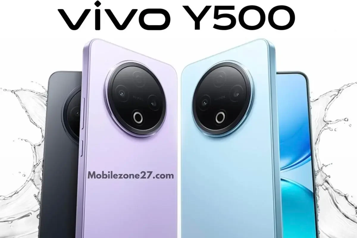 Vivo Y500 Price in India ₹19,990 – official design image showing new smartphone in purple, blue and black colors with circular rear camera module.”