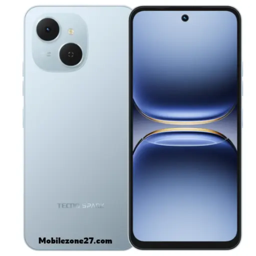 Techno Spark 40C front and back design – Veil White color