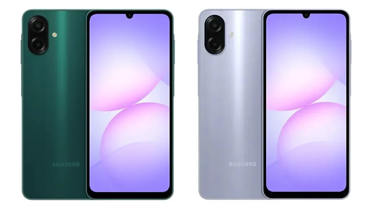 Samsung Galaxy A07 Price, in green and silver colors – showcasing sleek design, dual cameras, and waterdrop notch display.