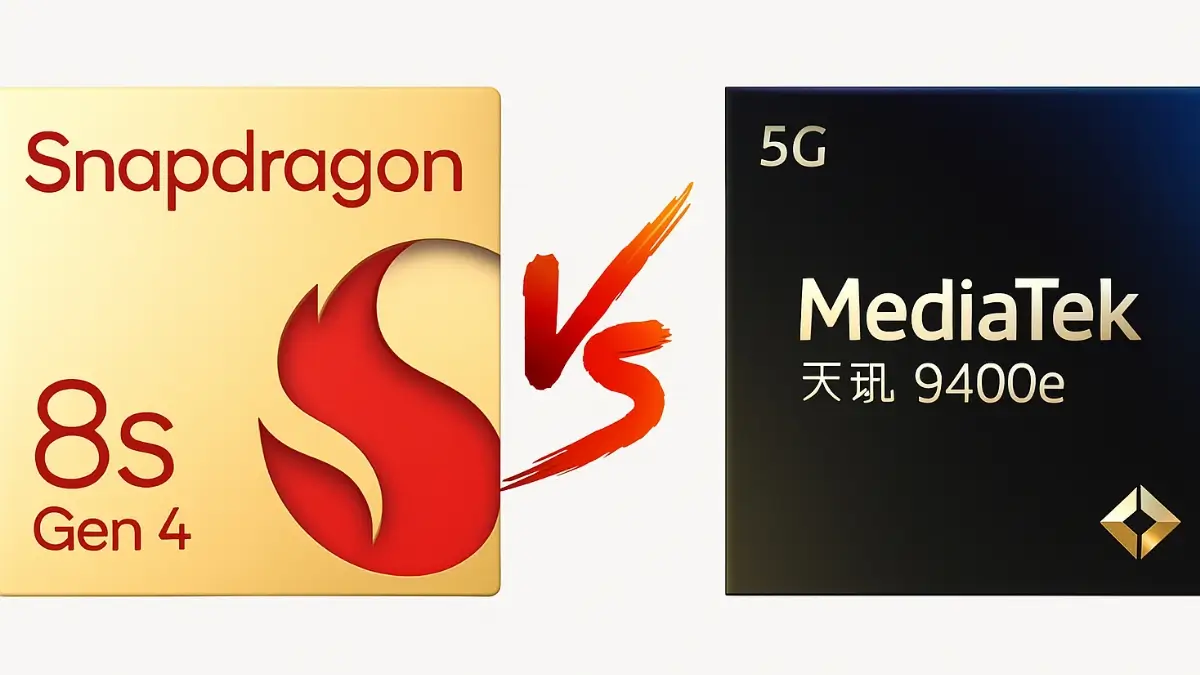 Snapdragon 8s Gen4 vs Dimensity 9400e Which Chipset is Better for You? Full Comparison Explained comparison image for smartphone chipset performance