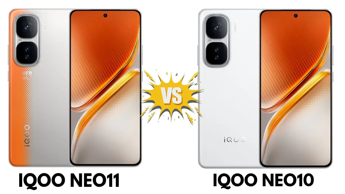 iQOO Neo11 vs iQOO Neo10 side-by-side comparison showing design differences of the latest smartphones"