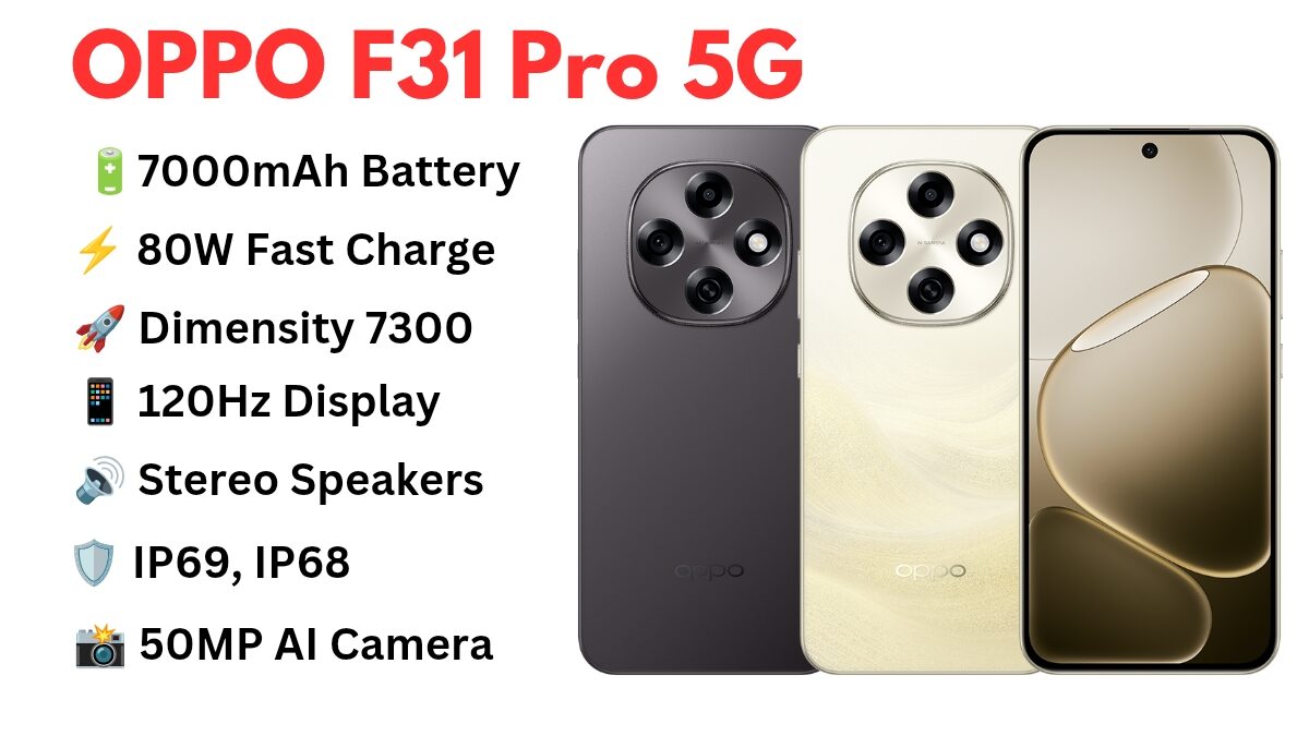 Front view of OPPO F31 Pro 5G showing its 120Hz AMOLED display – OPPO F31 Pro 5G Specifications highlighted”
