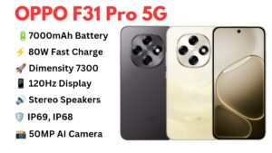 Front view of OPPO F31 Pro 5G showing its 120Hz AMOLED display – OPPO F31 Pro 5G Specifications highlighted”