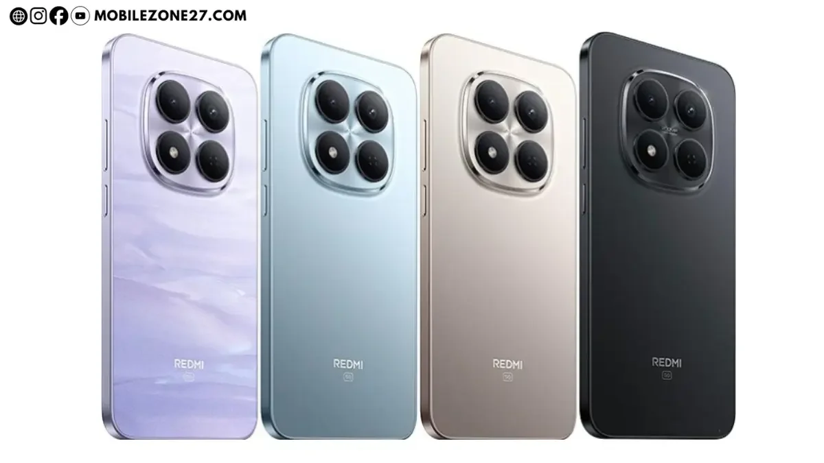 Redmi Note 15 Pro 5G back design shown in multiple color options with quad camera module and premium finish