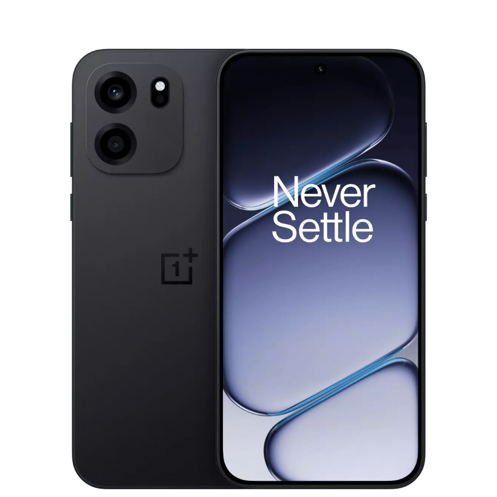 OnePlus Turbo 6V price-focused image showing black color variant with AMOLED display and dual rear camera design