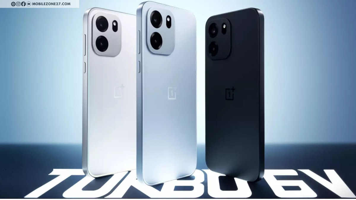 OnePlus Turbo 6V price-focused image showing official color options including black, blue and white with dual rear camera design