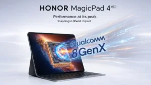 Honor MagicPad 4 with Snapdragon 8 Gen X chipset showcased on screen,