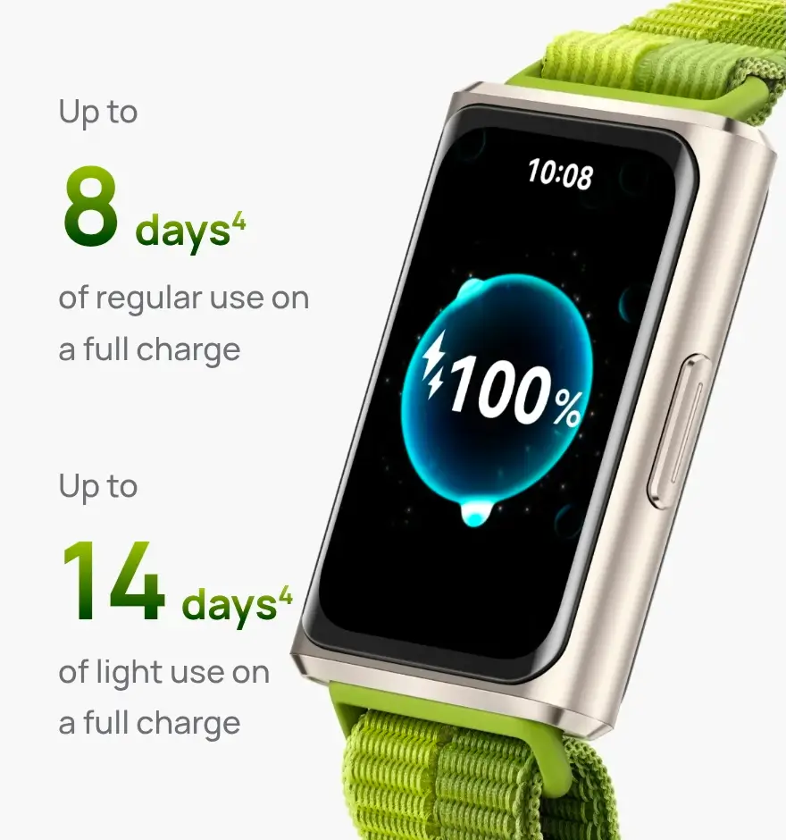HUAWEI Band 11 Pro battery life showing up to 14 days light use and 8 days regular use on a full charge.