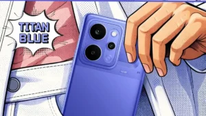 Realme Narzo Power in Titan Blue color showing rear design with dual camera setup