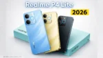 Realme P4 Lite price in India poster showing blue, gold and black color variants with 2026 launch teaser
