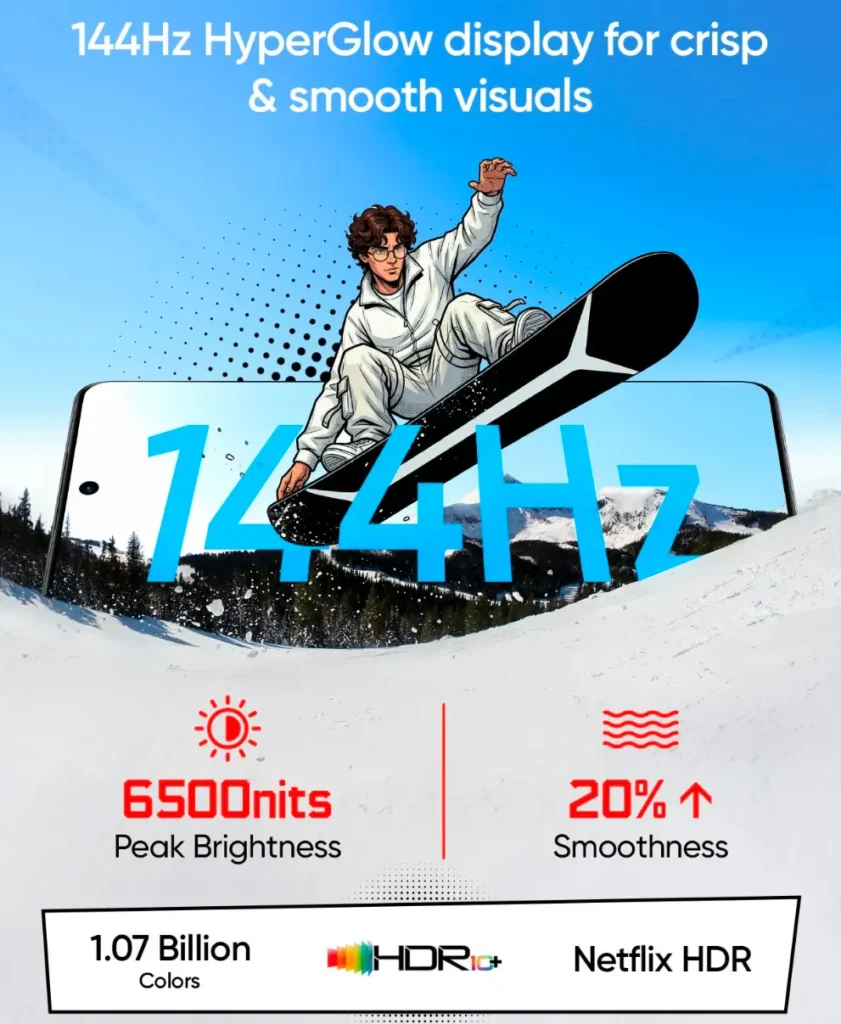 Realme Narzo power showing Display quality and features 