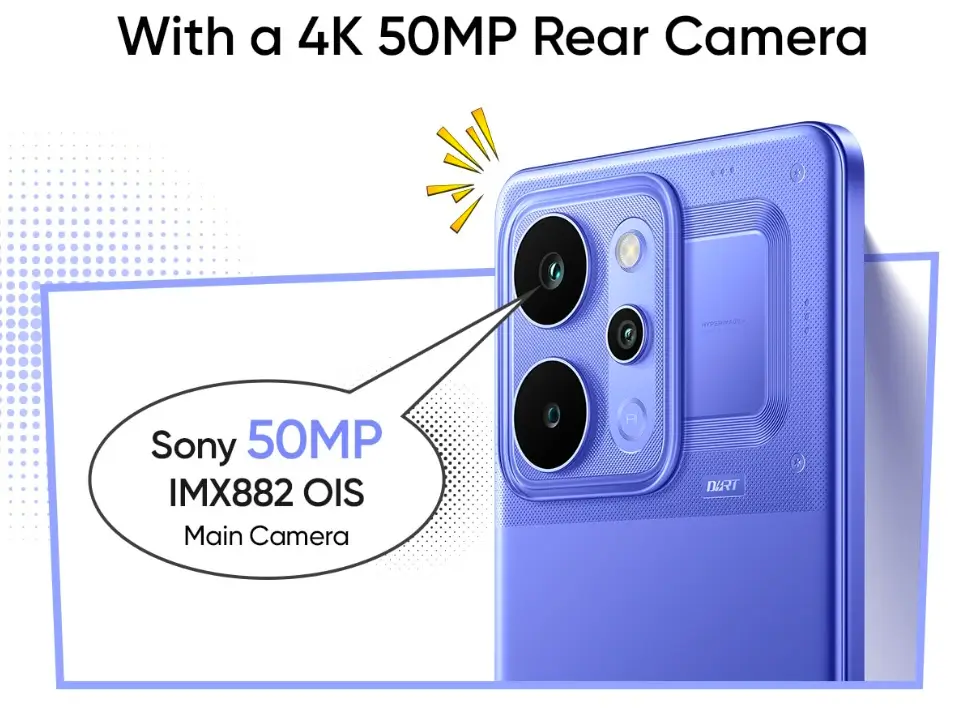 Realme Narzo power showing camera features with 50 MP Ois Camera 
