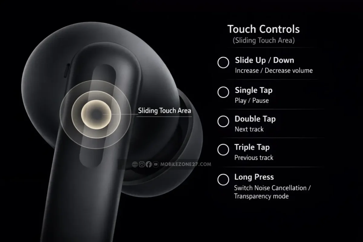 oppo enco air 5 pro Showing Smart touch controls settings