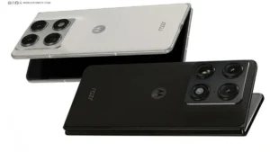 Motorola Razr Fold in black and silver color showing triple 50MP rear cameras and slim foldable design from multiple angles